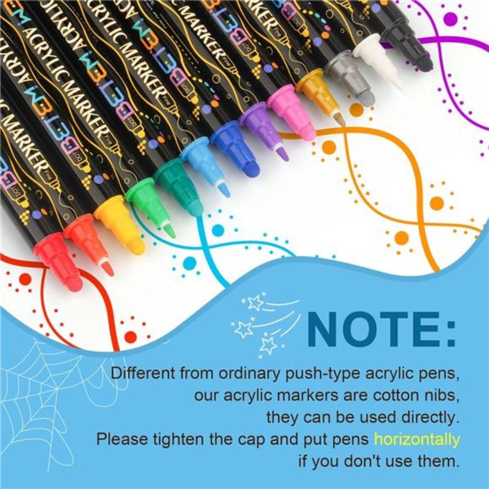 24 Colors Dual Tip Acrylic Paint Pens Markers, Premium Acrylic Paint Pens - Picture 3 of 7
